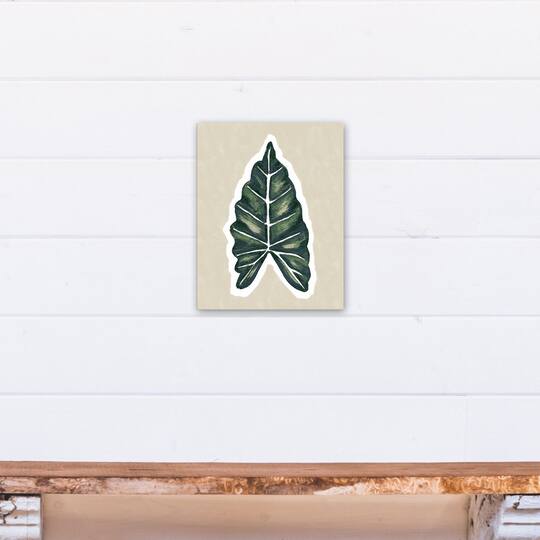 Tropical Leaf With Navy 11" x 14" Canvas Wall Art
